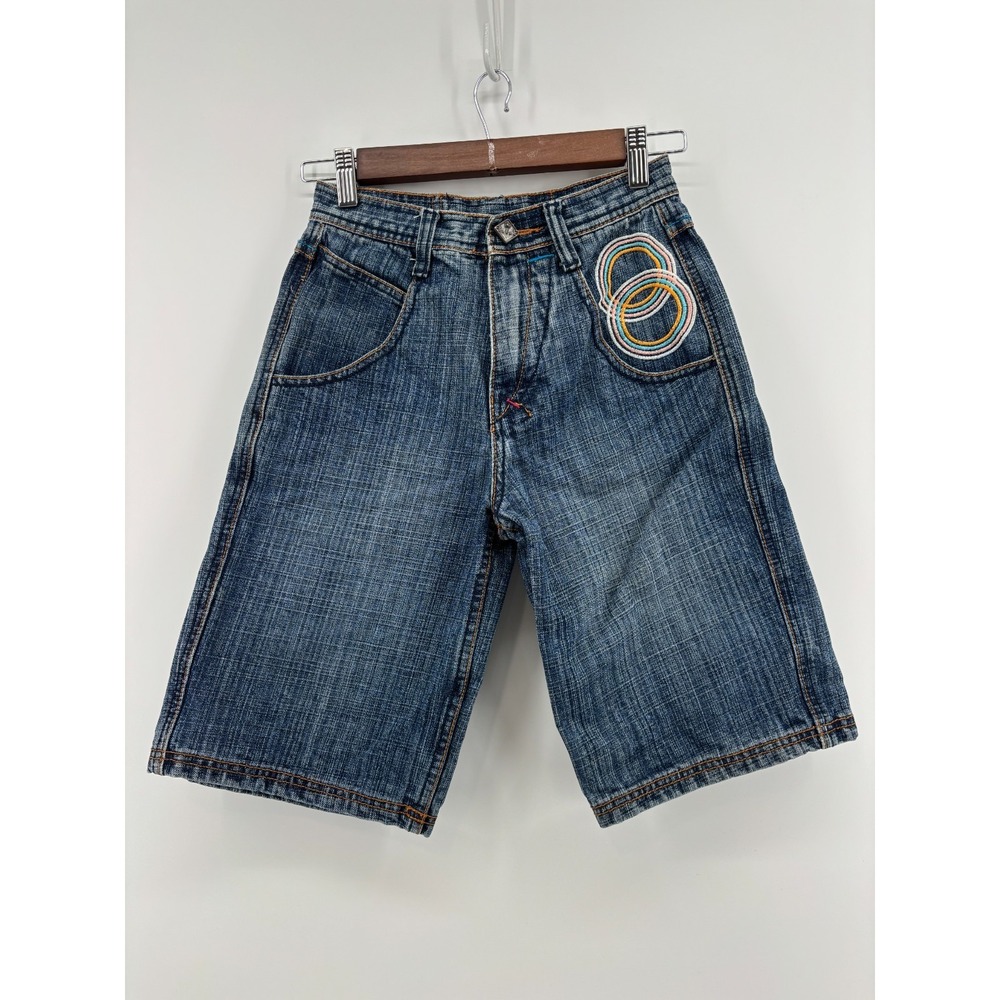 Notorious BIG Jean Shorts Boys Blue Biggie Smalls Embroidered Baggy 10 Vintage